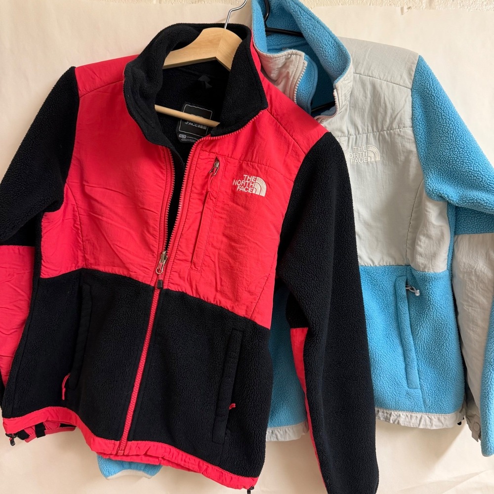 The North Face 2pc Denali Fleece Jacket Women XS Pink Blue Polartec Zip Gorpcore